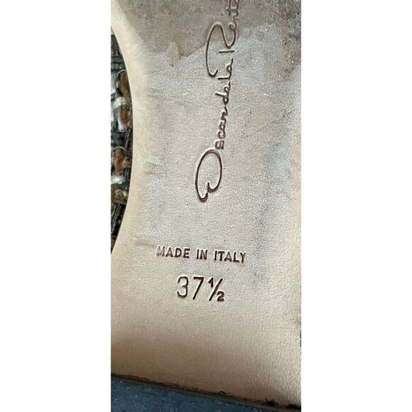 Oscar de la Renta Shoes Hills Flats Tweed leather brown Made in Italy  7.5 - Picture 7 of 9